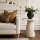  Meridian Liona White Marble And Mango Wood End Table IMAGE 2