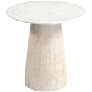  Meridian Liona White Marble And Mango Wood End Table IMAGE 3