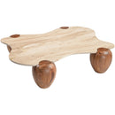 Meridian Liona Beige Marble And Acacia Wood Coffee Table IMAGE 6
