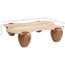  Meridian Liona Beige Marble And Acacia Wood Coffee Table IMAGE 8