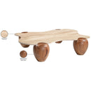  Meridian Liona Beige Marble And Acacia Wood Coffee Table IMAGE 9