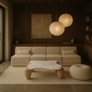  Meridian Liona White Marble And Acacia Wood Coffee Table IMAGE 2
