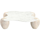  Meridian Liona White Marble And Acacia Wood Coffee Table IMAGE 3