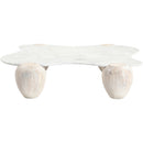  Meridian Liona White Marble And Acacia Wood Coffee Table IMAGE 4