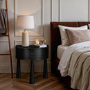  Meridian Oasis Black Acacia Veneer And Solid Wood Night Stand IMAGE 2