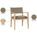  Meridian Avon Brown Linen Textured Performance Fabric Upholstered Dining Arm Chair IMAGE 8