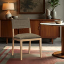  Meridian Avon Brown Linen Textured Performance Fabric Upholstered Dining Side Chair IMAGE 2
