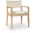  Meridian Avon Cream Linen Textured Performance Fabric Upholstered Dining Arm Chair IMAGE 1