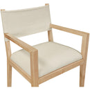  Meridian Avon Cream Linen Textured Performance Fabric Upholstered Dining Arm Chair IMAGE 4
