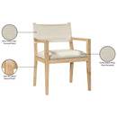  Meridian Avon Cream Linen Textured Performance Fabric Upholstered Dining Arm Chair IMAGE 8
