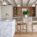  Meridian Avon Brown Linen Textured Performance Fabric Upholstered Counter Stool IMAGE 2