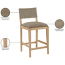  Meridian Avon Brown Linen Textured Performance Fabric Upholstered Counter Stool IMAGE 9