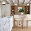  Meridian Avon Cream Linen Textured Performance Fabric Upholstered Counter Stool IMAGE 2