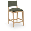  Meridian Avon Olive Linen Textured Performance Fabric Upholstered Counter Stool IMAGE 1
