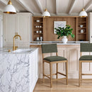  Meridian Avon Olive Linen Textured Performance Fabric Upholstered Counter Stool IMAGE 2