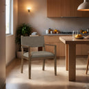  Meridian Avon Brown Linen Textured Performance Fabric Upholstered Dining Arm Chair IMAGE 2