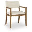  Meridian Avon Cream Linen Textured Performance Fabric Upholstered Dining Arm Chair IMAGE 1