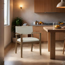  Meridian Avon Cream Linen Textured Performance Fabric Upholstered Dining Arm Chair IMAGE 2