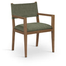  Meridian Avon Olive Linen Textured Performance Fabric Upholstered Dining Arm Chair IMAGE 1