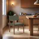  Meridian Avon Olive Linen Textured Performance Fabric Upholstered Dining Arm Chair IMAGE 2