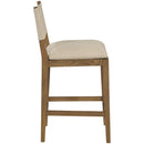  Meridian Avon Beige Linen Textured Performance Fabric Upholstered Counter Stool IMAGE 3