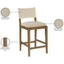  Meridian Avon Beige Linen Textured Performance Fabric Upholstered Counter Stool IMAGE 9