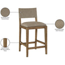  Meridian Avon Brown Linen Textured Performance Fabric Upholstered Counter Stool IMAGE 9