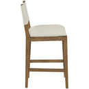  Meridian Avon Cream Linen Textured Performance Fabric Upholstered Counter Stool IMAGE 3