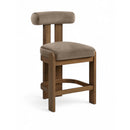  Meridian Arienzo Taupe Velvet Performance Fabric Upholstered Counter Stool IMAGE 1