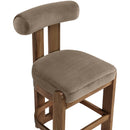  Meridian Arienzo Taupe Velvet Performance Fabric Upholstered Counter Stool IMAGE 6