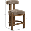  Meridian Arienzo Taupe Velvet Performance Fabric Upholstered Counter Stool IMAGE 8