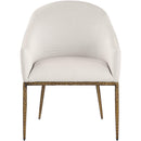  Meridian Ferro Beige Linen Textured Performance Fabric Upholstered Dining Arm Chair IMAGE 2