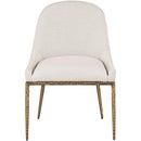  Meridian Ferro Beige Linen Textured Performance Fabric Upholstered Dining Side Chair IMAGE 2