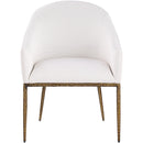  Meridian Ferro Cream Linen Textured Performance Fabric Upholstered Dining Arm Chair IMAGE 3