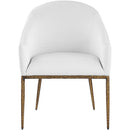  Meridian Ferro White Linen Textured Performance Fabric Upholstered Dining Arm Chair IMAGE 3