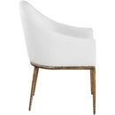  Meridian Ferro White Linen Textured Performance Fabric Upholstered Dining Arm Chair IMAGE 4