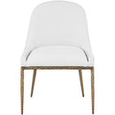  Meridian Ferro White Linen Textured Performance Fabric Upholstered Dining Side Chair IMAGE 3