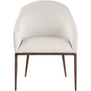  Meridian Ferro Beige Linen Textured Performance Fabric Upholstered Dining Arm Chair IMAGE 2