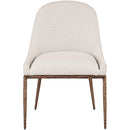  Meridian Ferro Beige Linen Textured Performance Fabric Upholstered Dining Side Chair IMAGE 3