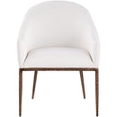  Meridian Ferro Cream Linen Textured Performance Fabric Upholstered Dining Arm Chair IMAGE 2