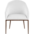  Meridian Ferro White Linen Textured Performance Fabric Upholstered Dining Arm Chair IMAGE 2