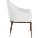  Meridian Ferro White Linen Textured Performance Fabric Upholstered Dining Arm Chair IMAGE 4