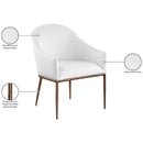  Meridian Ferro White Linen Textured Performance Fabric Upholstered Dining Arm Chair IMAGE 8