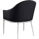  Meridian Ferro Black Linen Textured Performance Fabric Upholstered Dining Arm Chair IMAGE 6