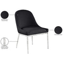  Meridian Ferro Black Linen Textured Performance Fabric Upholstered Dining Side Chair IMAGE 8