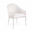  Meridian Ferro Cream Linen Textured Performance Fabric Upholstered Dining Arm Chair IMAGE 1