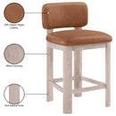  Meridian Paloma Cognac Vegan Leather Upholstered Counter Stool IMAGE 9