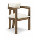  Meridian Lavrin Cream Vegan Leather Upholstered Dining Arm Chair IMAGE 1