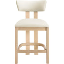  Meridian Lavrin Cream Vegan Leather Upholstered Counter Stool IMAGE 2