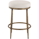  Meridian Ferro Beige Linen Textured Performance Fabric Upholstered Counter Stool IMAGE 3